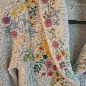 Anthropologie Embroidered Cardigan